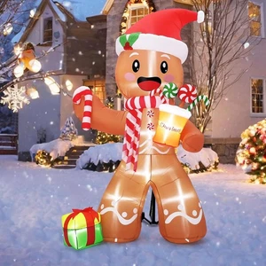 8 pies de alto pan de jengibre hombre Navidad inflable decoración exterior el patio - Imagen 1 de 6