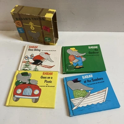 Babar's Trunk by Laurent de Brunhoff RARE VTG 4-Volume Mini Hardcover Book Set Foto 1 de 4
