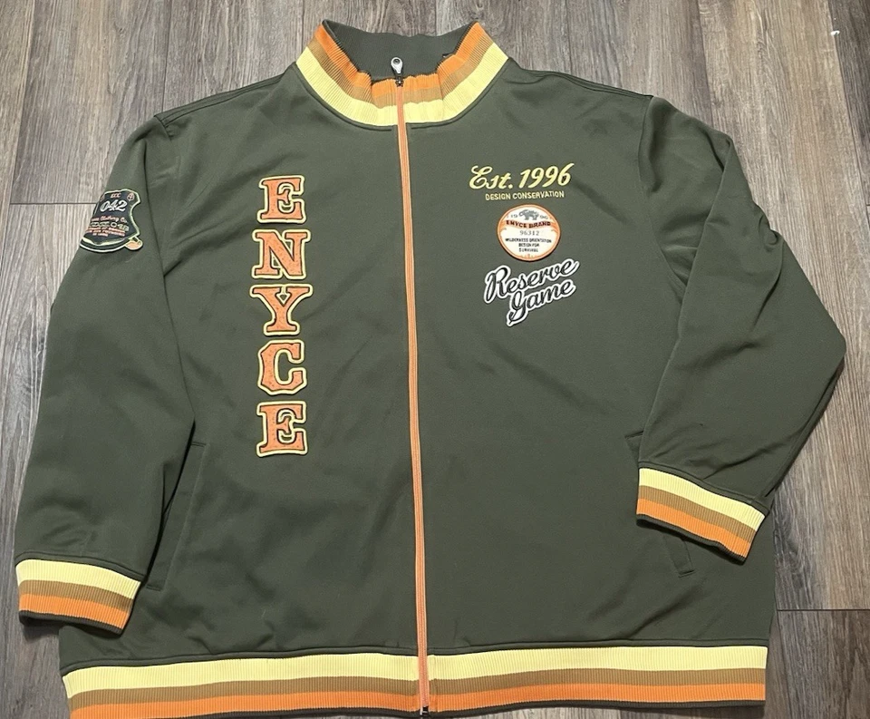 De Colección Chaqueta de Pista Enyce Para Hombre 4XL Verde Oliva Bordada Hip Hop Ropa de Calle Foto 1 de 4