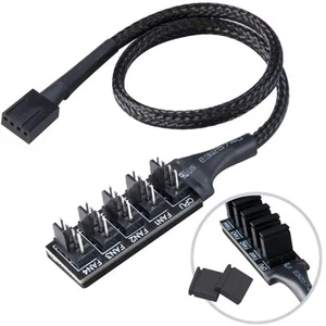 Akasa FLEXA FP5H   PWM Fan Hub   5 Way Fan PWM Splitter Hub Cable   Black Sleeve - Afbeelding 1 van 7