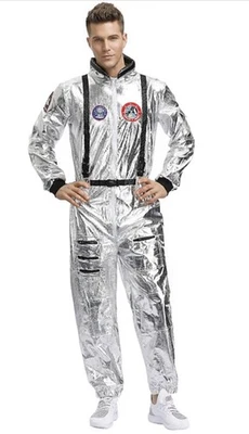 Fantasia masculina prata astronauta uniforme espacial NASA traje espacial GG - Imagem 1 de 2