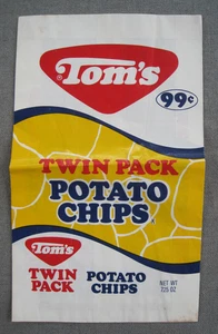 VINTAGE 70er-80er TOMS KARTOFFELCHIPS LEERBEUTEL SNACK JUNK FOOD SACK UNBENUTZT? - Bild 1 von 9