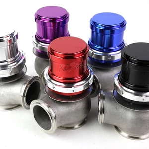 45mm Universal Turbocharger Manifold V-Band 5.25" Wastegate+14 psi Spring Blue - Picture 1 of 5