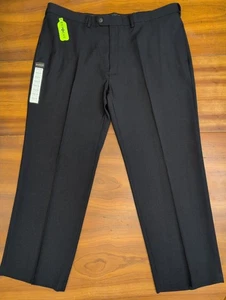 Pantaloni eleganti Haggar uomo E-Clo 42x29 nero premium kaki vestibilità classica davanti piatto - Foto 1 di 11