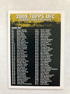 TOPPS UFC 2009 ROUND 2 CHECKLIST 1 OF 3