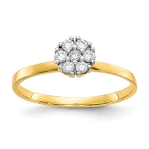 Real 10K Yellow Gold CZ Cluster Promise Ring Size:6; Women & Men - Picture 1 of 8