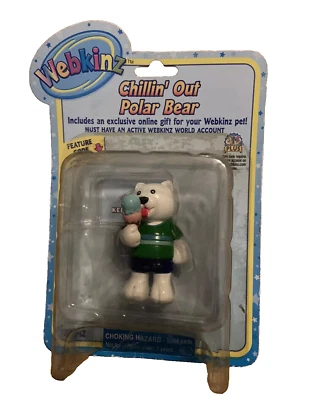 Figura de plástico Ganz Webkinz Chillin' Out Polar Bear con código - Nuevo en paquete Foto 1 de 2