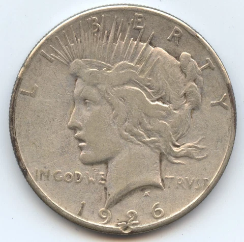 Error 1926-S Peace Dollar (#6447) Planchet Defect Below Date Cover