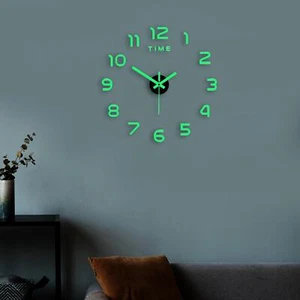 Luminous Wall Clock Stickers Decorative Clocks for Living Room Kitchen Decor - Picture 1 of 11