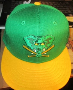 Rare Green W/Yellow Bill OAKLAND A'S Elephant Logo Fitted 7 1/4 Hat New Era 5950 - Picture 1 of 5