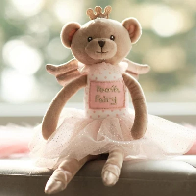 Bearington Collection Tooth Fairy Princess Bear Sparkles 14in Front Pocket Pink - Image 1 of 3