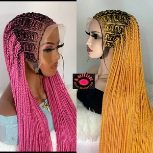 AFRICAN BRAIDED WIG ON 13×6  FRONTAL LACE  CLOSURE 46" - Picture 1 of 13