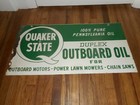 Vintage ORIGINAL DST QUAKER STATE DUPLEX OUTBOARD MOTOR OIL ADVERTISING SIGN