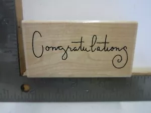 CLOSE TO MY HEART CONGRATULATIONS SCRIPT WOOD RUBBER STAMP EUC A24106 - Picture 1 of 2