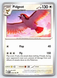 Tarjeta Pokémon Pidgeot 018/165 poco común escarlata y violeta 151 - casi nueva - Imagen 1 de 5