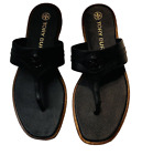 NWOB Tory Burch Carson Thong Welt Leather Sandals Flats Black Size 8.5 M