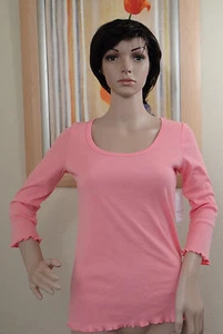 NWD NAUTICA 3/4 sleeve boat neck ruffle edge pink sleepwear shirt, size XS - Picture 1 of 1