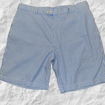 Peter Millar Chino Shorts Mens Size 36X9 Blue White Check Flat Front 100% Cotton - Image 1 of 4