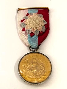 Vintage Silver Gilt Masonic Jewel Award Medal Hallmarked Rosetted Ribbon - Picture 1 of 12