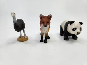 3 Safari Ltd. Animal Figure Wonderful Wildlife Red Fox Ostrich Panda Pre-owned - Picture 1 of 9