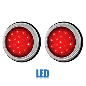 3-3/4" Red LED Flush Mount Truck Trailer Brake Tail Light Turn Signal Light Pair - Picture 1 of 12