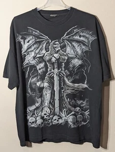 Y2K Liquid Blue AoP 2007 Fantasy Gravestone Reaper Demon Gothic Ultra Rare 3XL - Picture 1 of 6