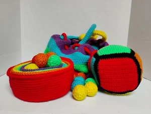 Handmade Crochet Rainbow Color Sorting Playset, Learning Toy - Picture 1 of 13