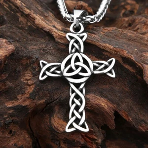 Celtic Knot Cross Necklace Stainless Steel Necklace - Picture 1 of 6