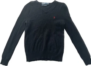 Polo Ralph Lauren Lambs Wool Pullover Black Warm Sweater Size M Fitted - Picture 1 of 6
