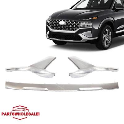 For Hyundai Santa Fe 2021-2023 Front Bumper Skid Plate Molding Deflector Silver Foto 1 de 4