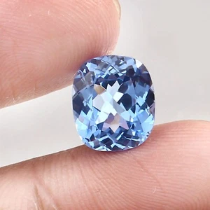 AAA Fine Natural Flawless Ceylon Blue Spinel Loose Cushion Gemstone Cut 12x11 MM - Picture 1 of 4
