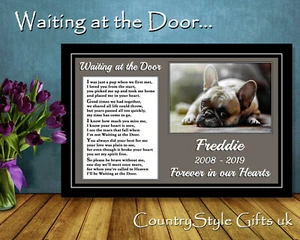 Impresión fotográfica personalizada de perro mascota esperando en la puerta verso regalo - Imagen 1 de 4