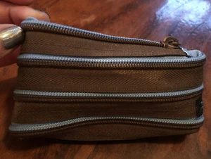 Vintage 2008 Brown Blue Zip It Extra Small Coin Purse Stash Pouch Rare - Picture 1 of 10