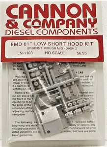 HO Scale Cannon & Company LN-1103 81" EMD Short Hood Kit - Picture 1 of 3