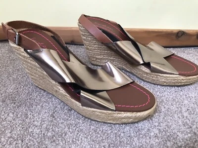 Sandalias de cuña alpargata Sienna de cuero bronce metálico Boden talla 7,5 41 NUEVAS Foto 1 de 4