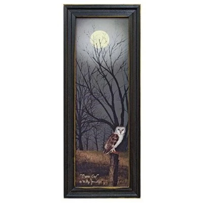 New  "BARN OWL" by Billy Jacobs, Ready to Hang,  Black Framed Print  20"h x 8"w - Image 1 of 2