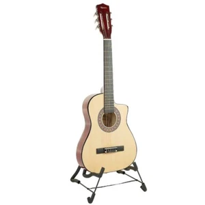 Karrera 38 Inch Cutaway Acoustic Guitar Natural Wood Bonus Bag Strap Pick - Picture 1 of 8