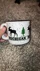 Liquid Logic  Michigan Lodge Theme Coffee Mug Moose & Evergreen Tree Flecked