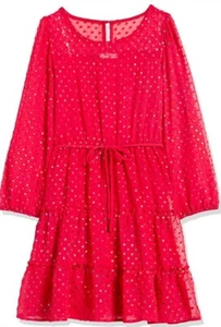 NEW Speechless Big Girl Chiffon Red Dress Iridescent Color Square 3/4 Slv, Small - Picture 1 of 6