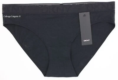 NWT DKNY DK8822 "Tops" Low-Rise Logo Cotton / Modal Bikini, Black - Image 1 of 4