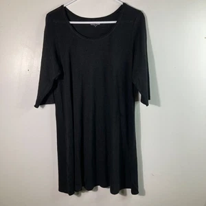 Vestido para mujer Eileen Fisher cuello redondo tejido lino M manga corta 1/2 negro - Imagen 1 de 7