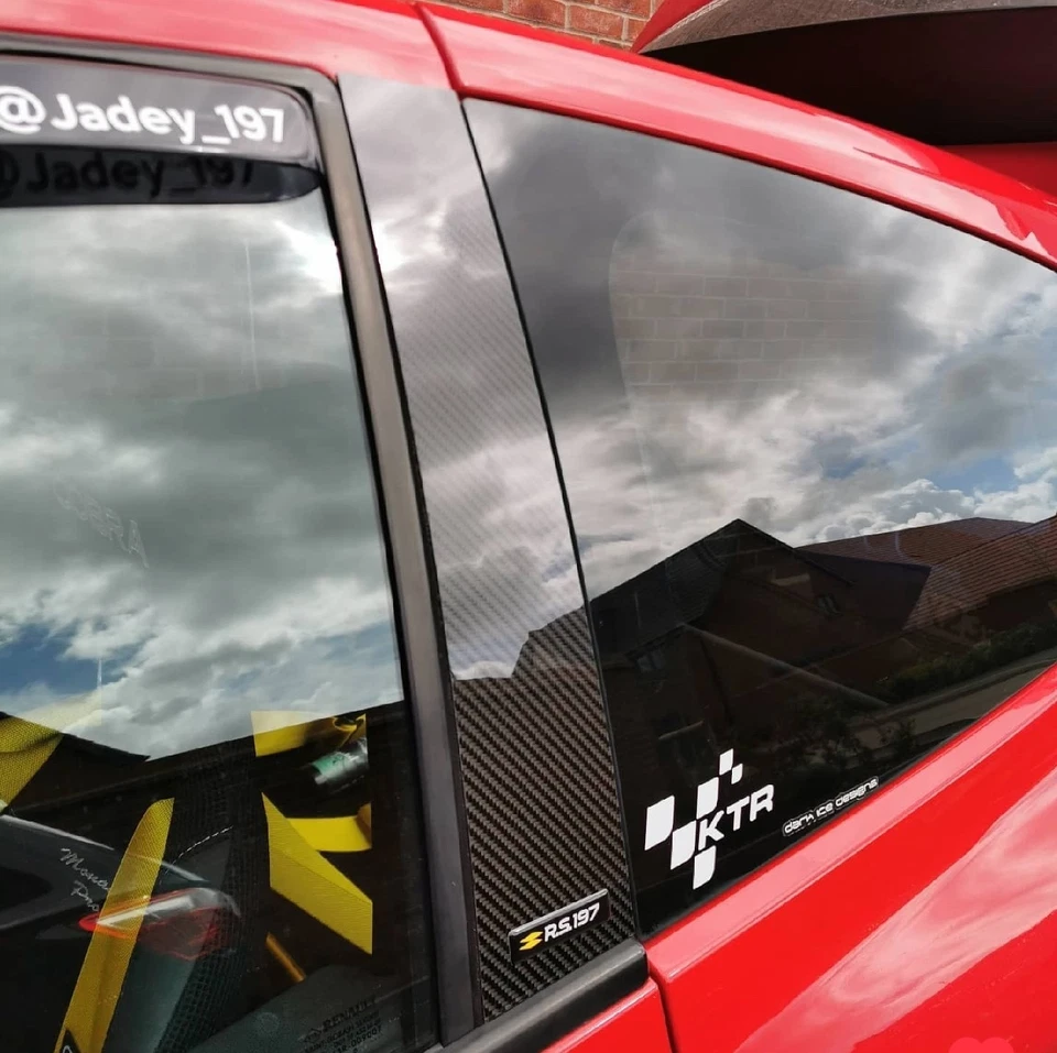 CARBON KAZE CARBON FIBER DOOR PILLAR COVERS - RENAULT CLIO MK3 197 200 RS SPORT - Image 1 of 4