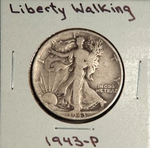 1943-P Liberty Walking Half Dollar Silver Coin - Picture 1 of 2