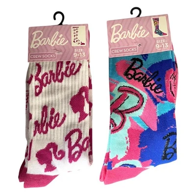 Calcetines Barbie Crew para mujer talla 9-13 logotipo de Barbiecore divertidos 2 pares de calcetines novedosos Foto 1 de 2