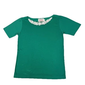 Vintage 70s Milkmaid Floral Applique Coquette Dainty Single Stitch Womens Top - Picture 1 of 10