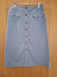 Orvis Vintage Midi Pencil Skirt Blue Button Down Size Uk 8 - Picture 1 of 7