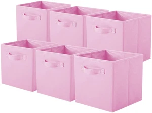 6 Cubos Almacenamiento Plegables Tela Organizador Cajón Armario Juguetes Rosa - Bild 1 von 12