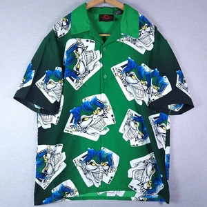 Vtg Dragon Fly Shirt Mens Large Y2K Joker Cards Grunge Bowling Loop Collar 90s - Picture 1 of 8