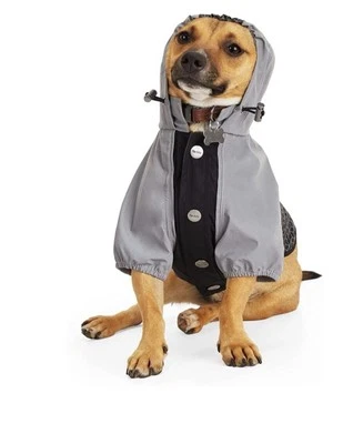 Jaqueta de chuva Reddy reflexiva para cachorro de estimação cinza/preto tamanho grande nova com etiquetas - Imagem 1 de 4