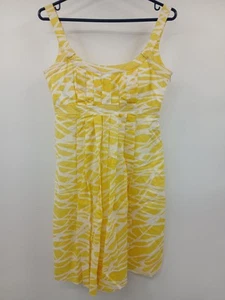 Calvin Klein Yellow White Patterned Cotton Summer Dress Size 4 - Picture 1 of 6